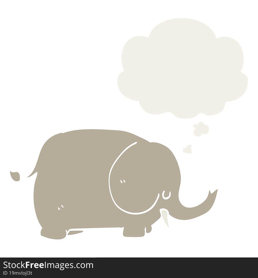 Cartoon Elephant And Thought Bubble In Retro Style