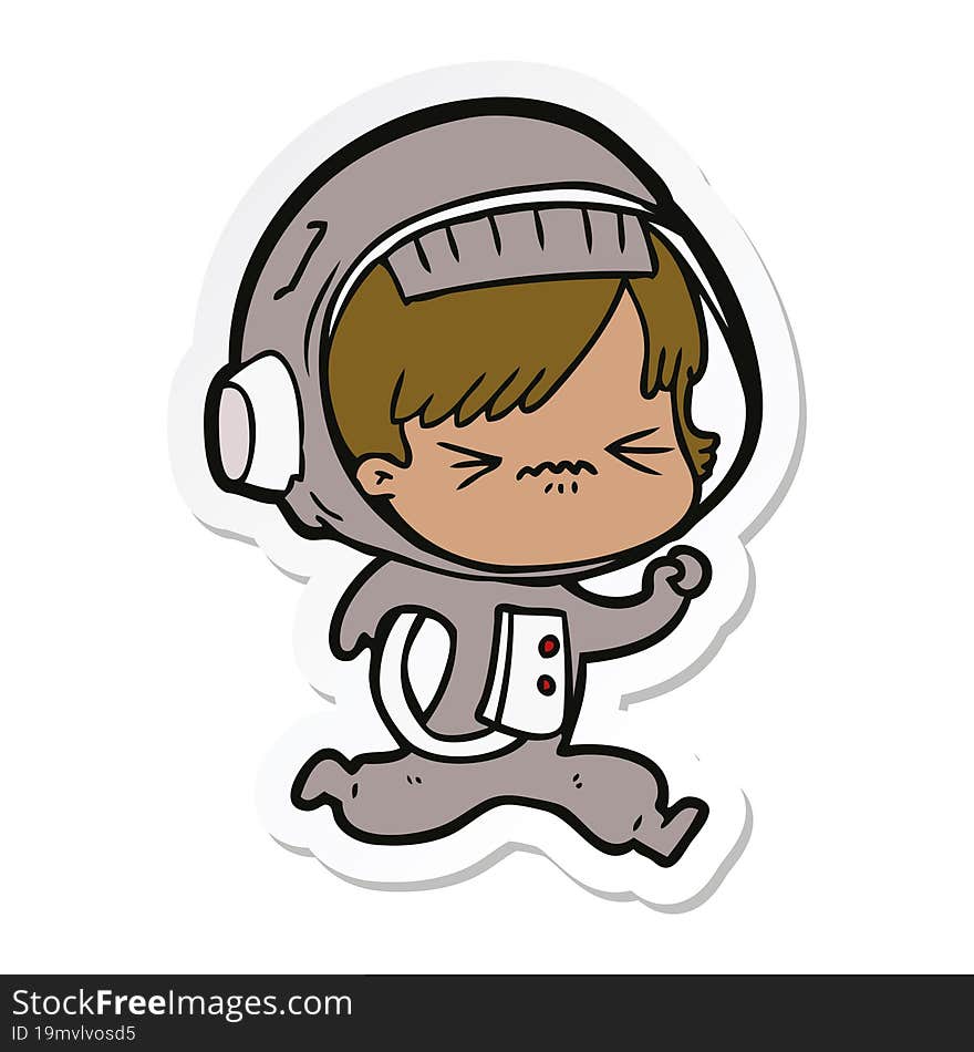 sticker of a cartoon astronaut woman