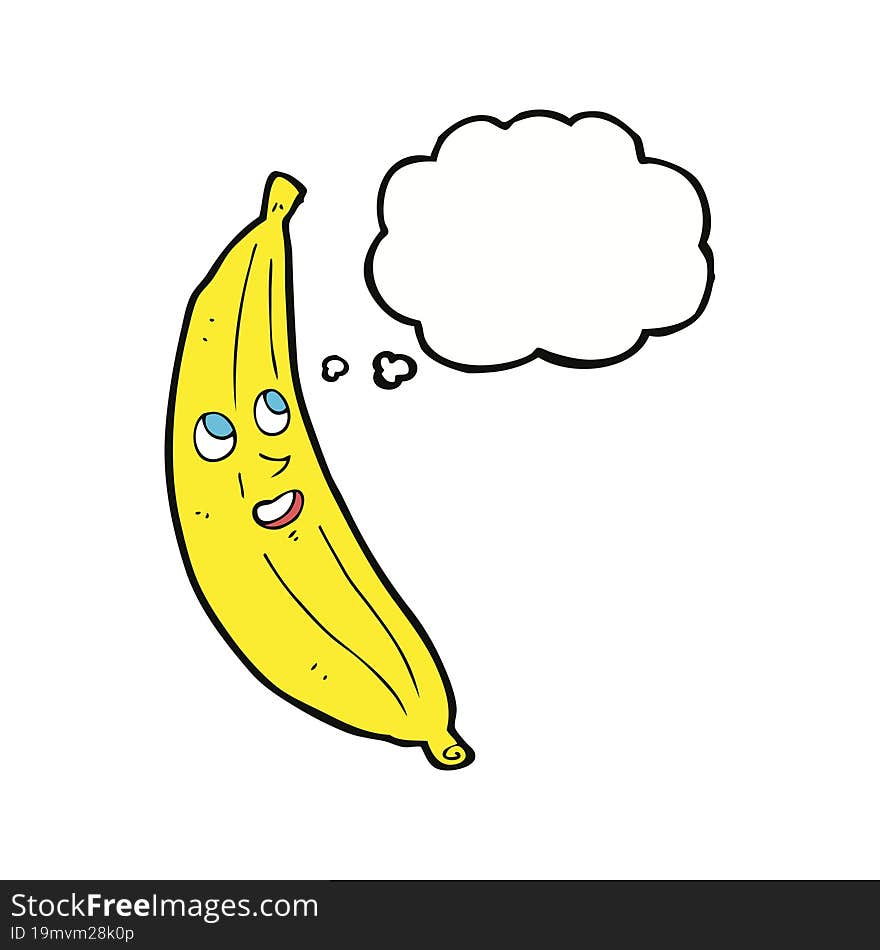 Cartoon Happy Banana With Thought Bubble