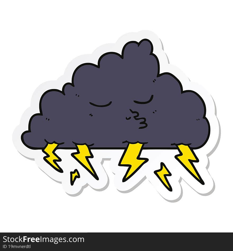 sticker of a cartoon storm cloud