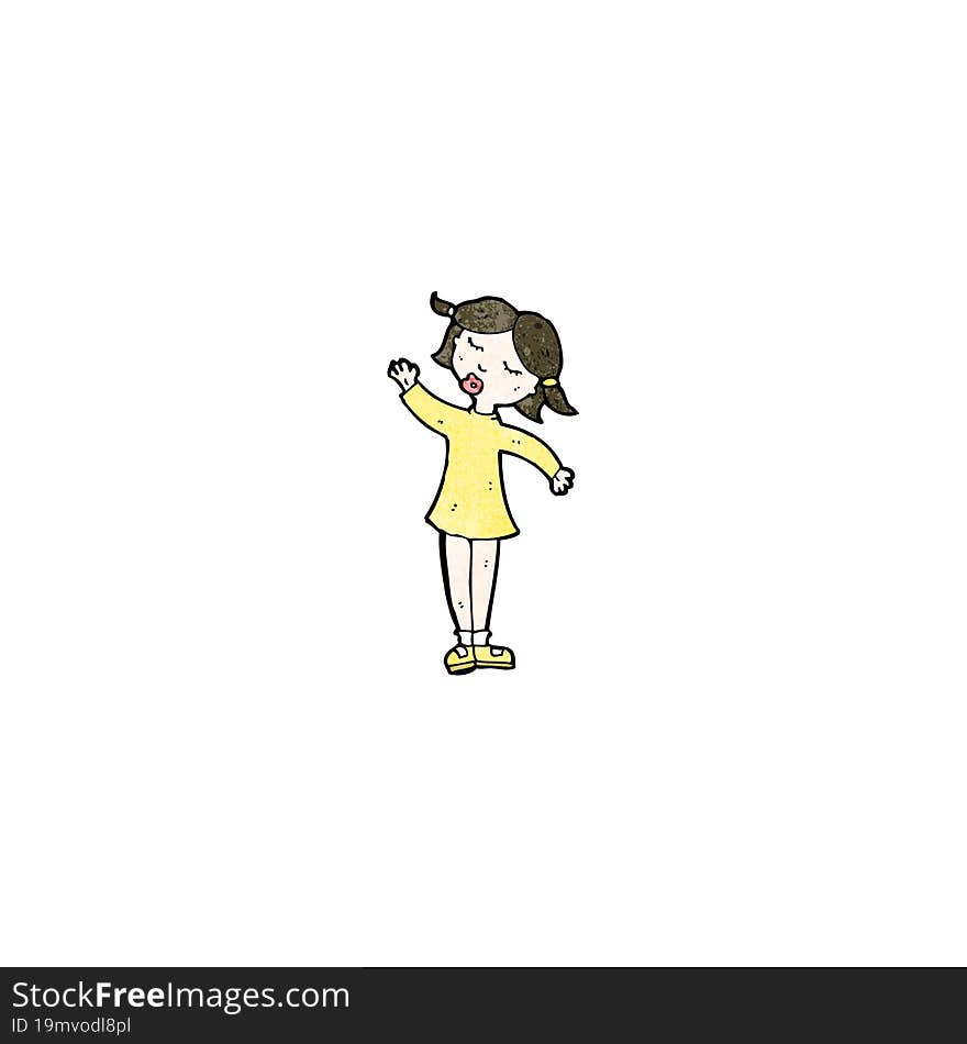 cartoon waving woman