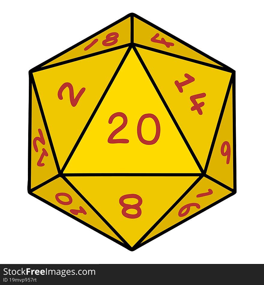 Natural 20 D20 Dice Roll Illustration