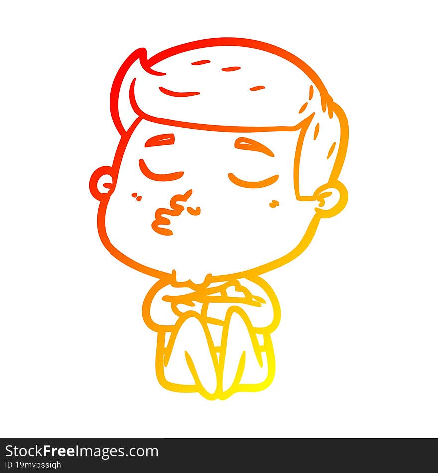 warm gradient line drawing cartoon model guy pouting