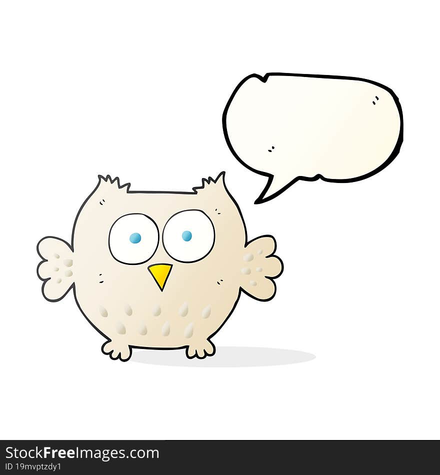 freehand drawn speech bubble cartoon happy owl