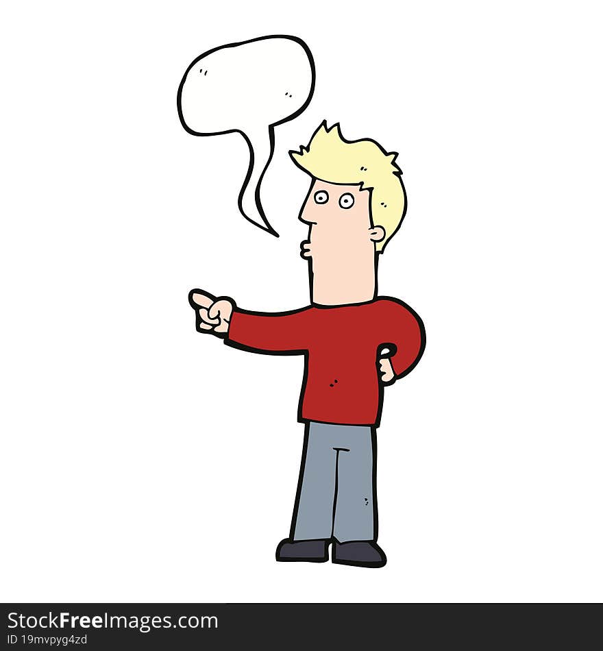 Cartoon Man Pointing With Speech Bubble