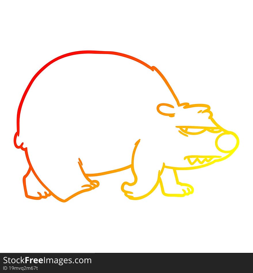 warm gradient line drawing cartoon angry bear