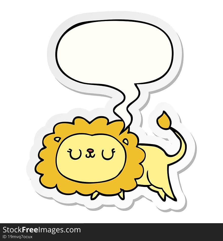 cartoon lion and speech bubble sticker