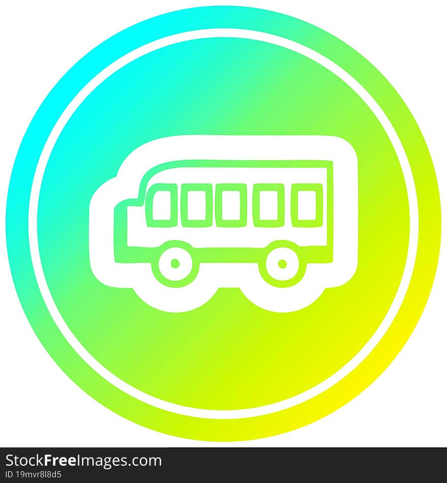 school bus circular in cold gradient spectrum