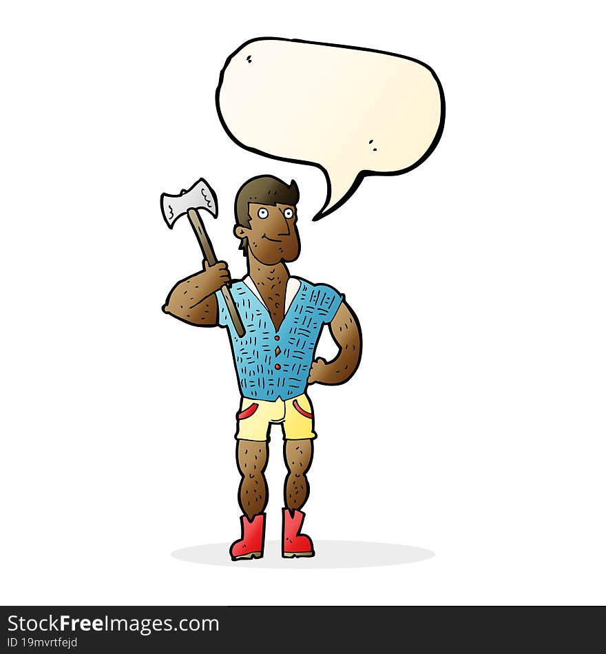 Cartoon Lumberjack With Speech Bubble