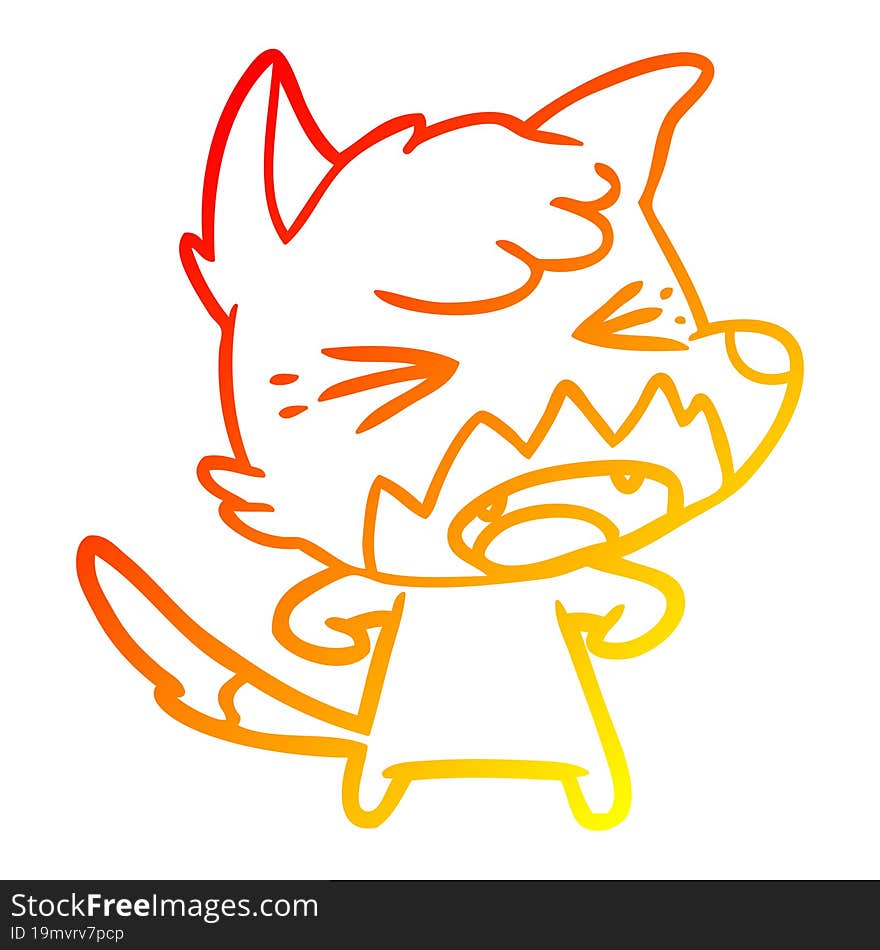 warm gradient line drawing angry cartoon fox