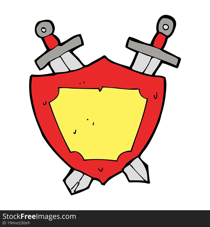 cartoon shield and swords