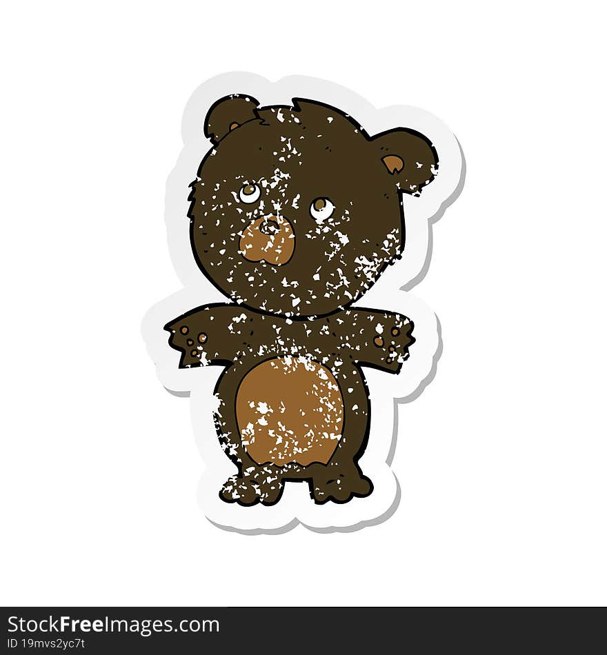 retro distressed sticker of a cartoon funny teddy bear