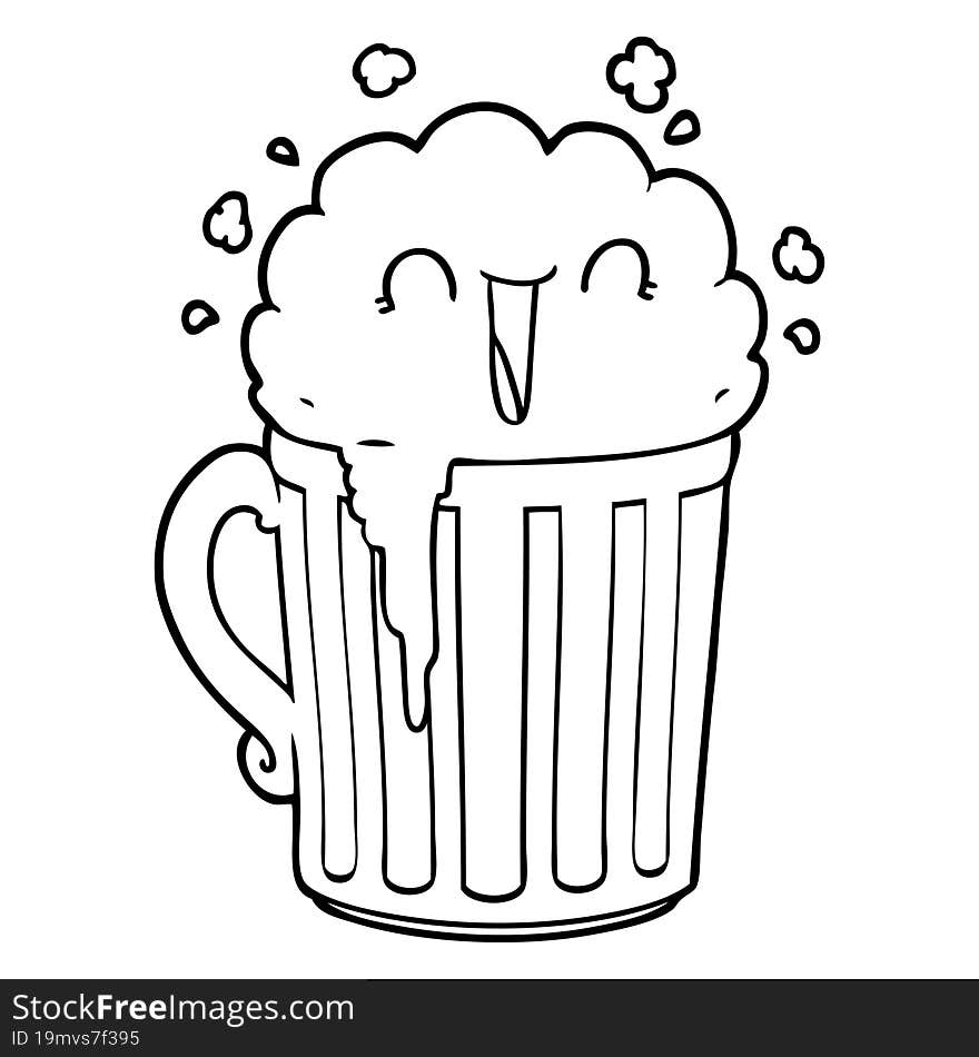 happy cartoon mug of beer. happy cartoon mug of beer