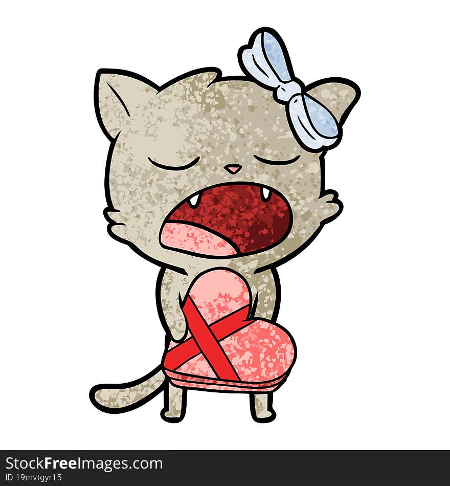 cartoon cat with valentines gift. cartoon cat with valentines gift