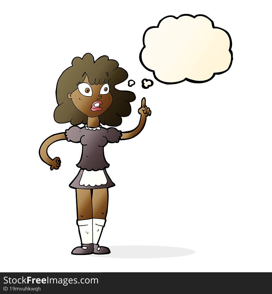 Cartoon Worried Maid With Thought Bubble