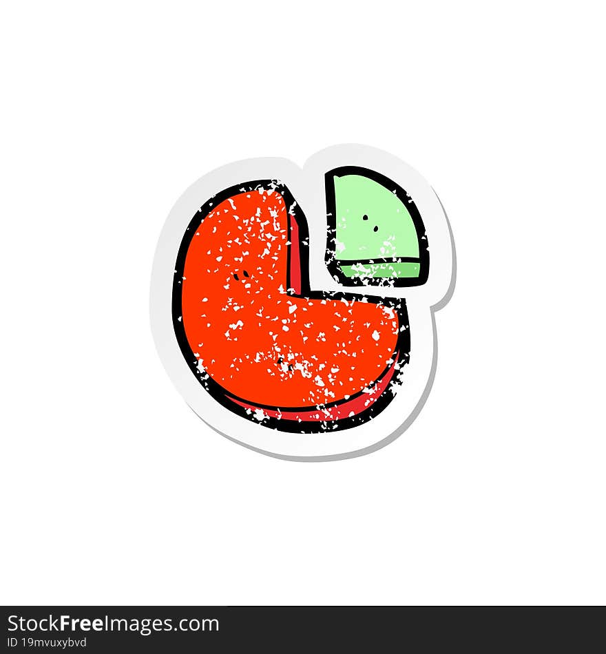 retro distressed sticker of a doodle cartoon pie chart