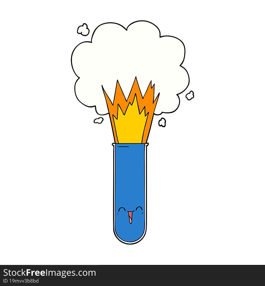 cartoon exploding chemicals in test tube. cartoon exploding chemicals in test tube