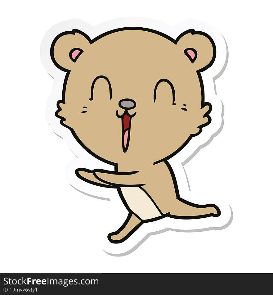 sticker of a happy cartoon bear