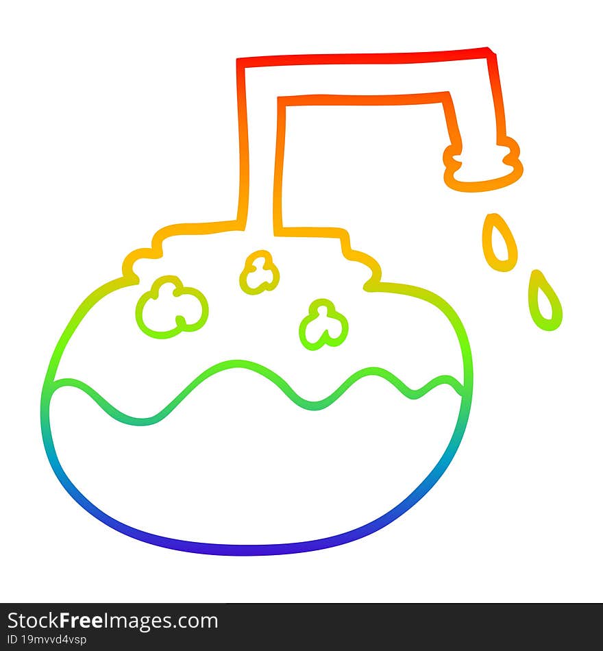 rainbow gradient line drawing cartoon bubbling chemicals