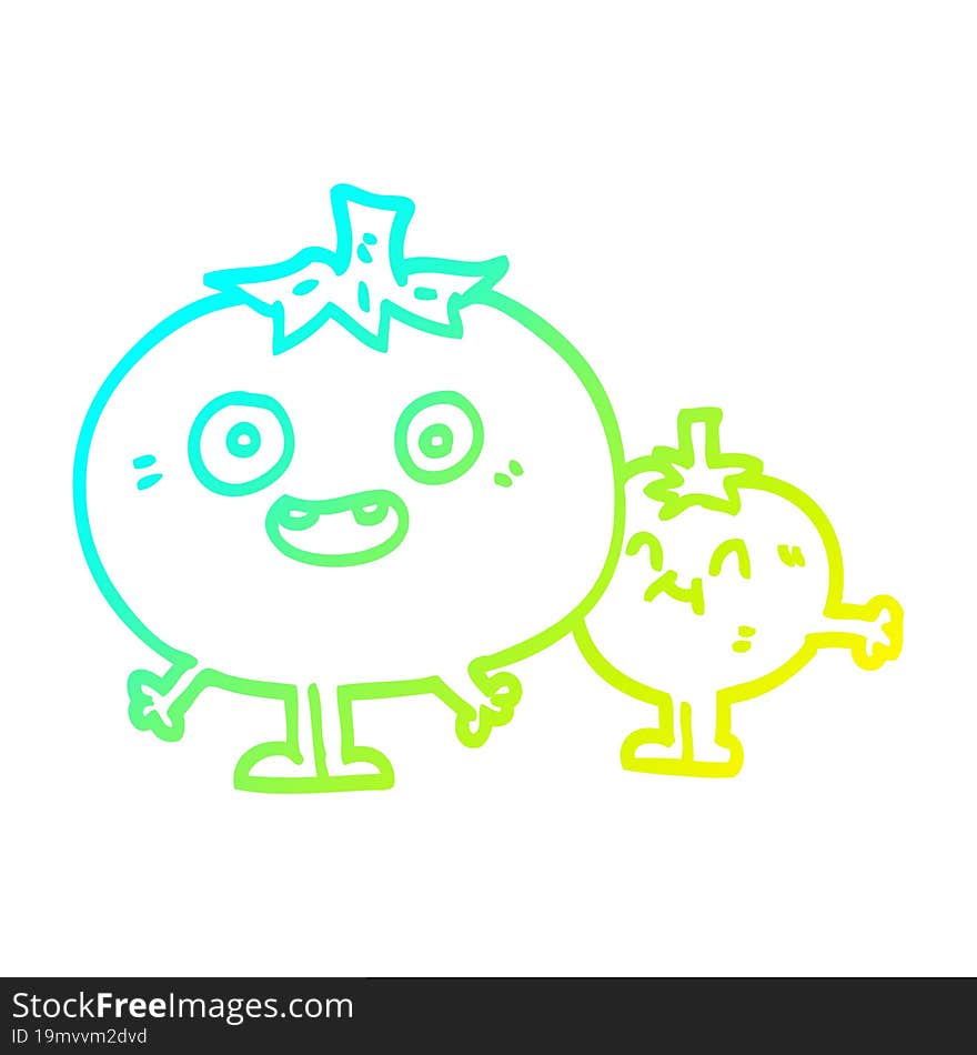 cold gradient line drawing cartoon happy tomatoes