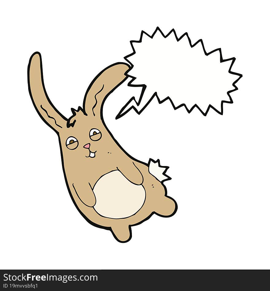 funny cartoon rabbit with speech bubble