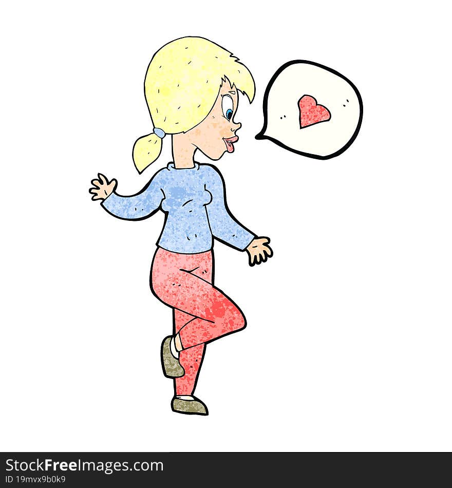 cartoon woman in love