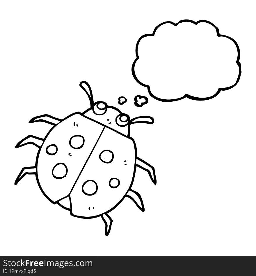 freehand drawn thought bubble cartoon ladybug