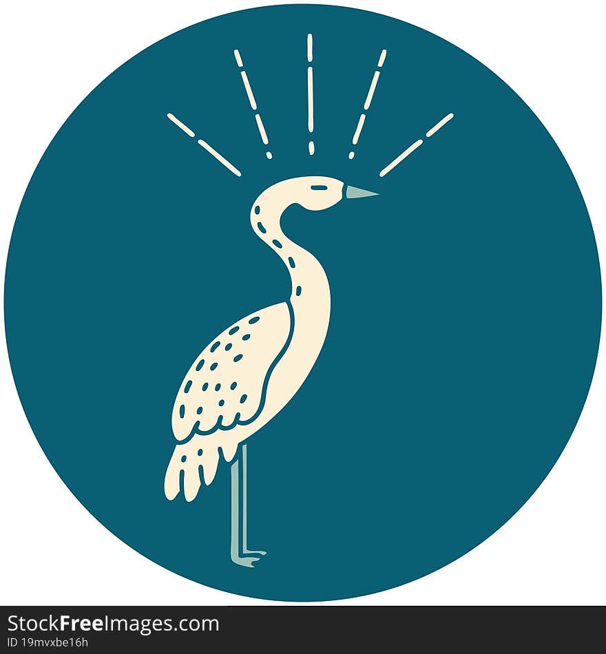 icon of tattoo style standing stork