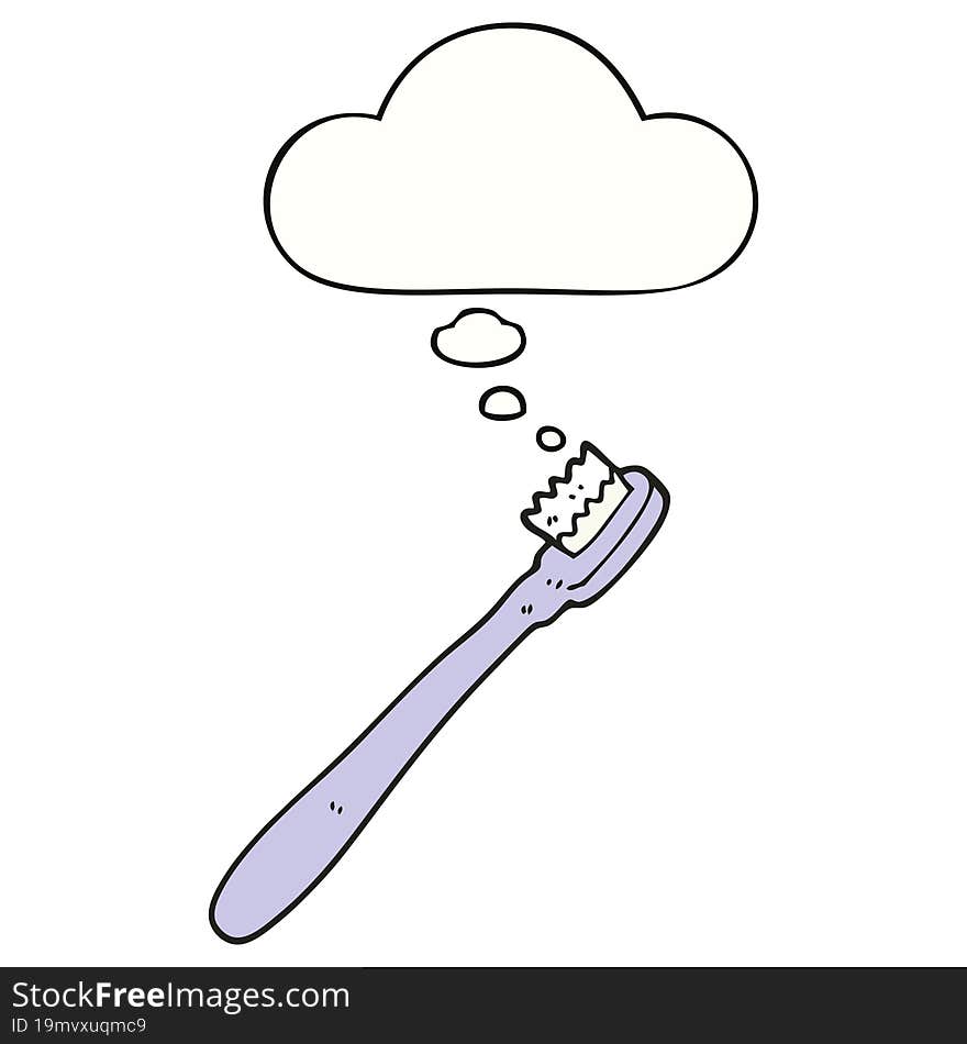 cartoon toothbrush and thought bubble