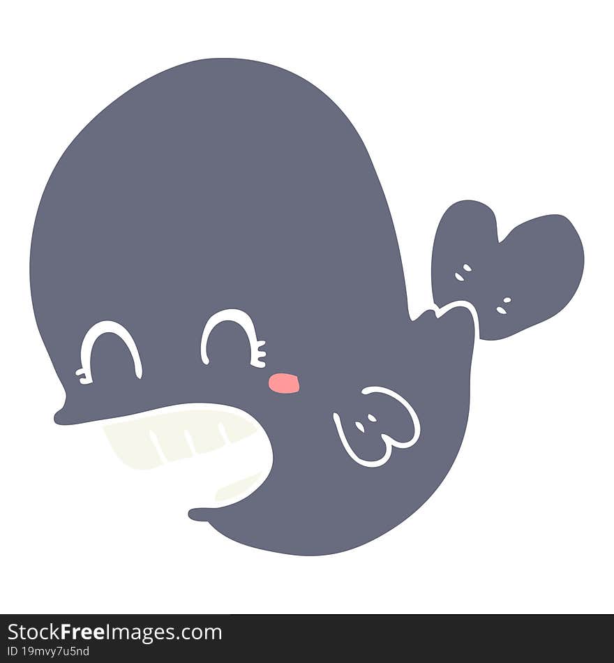 Flat Color Style Cartoon Whale