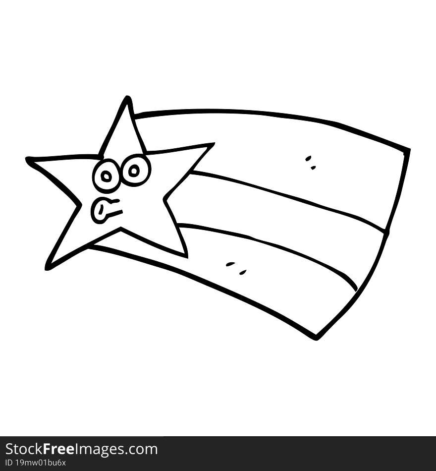 Black And White Cartoon Shooting Star