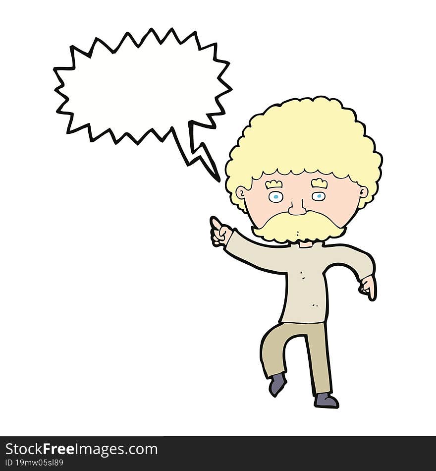 cartoon seventies style man disco dancing with speech bubble