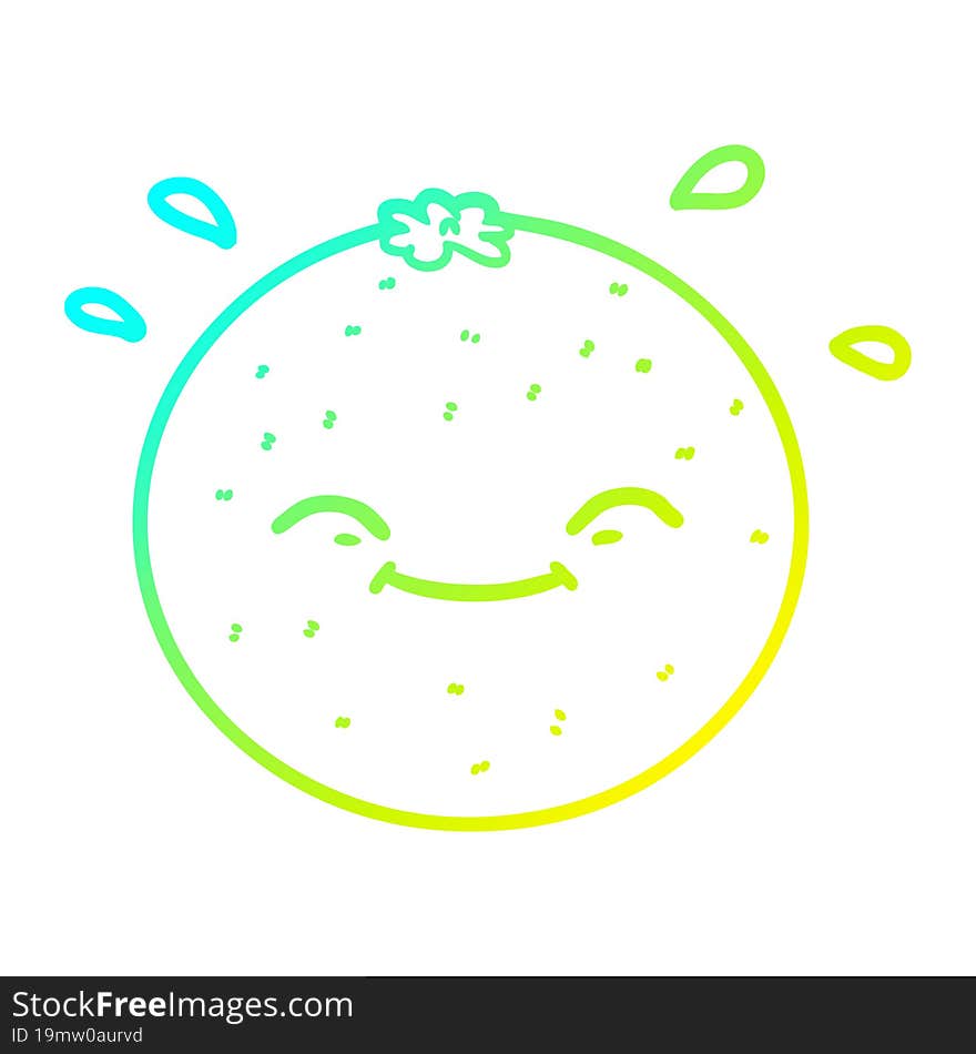 cold gradient line drawing of a cartoon orange