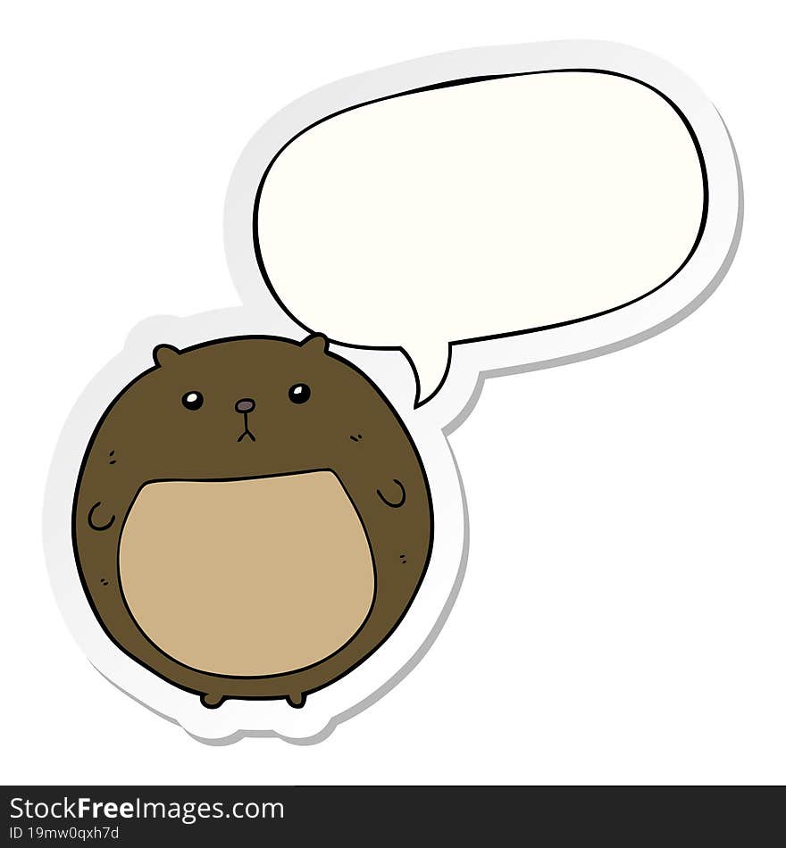 cartoon bear with speech bubble sticker. cartoon bear with speech bubble sticker