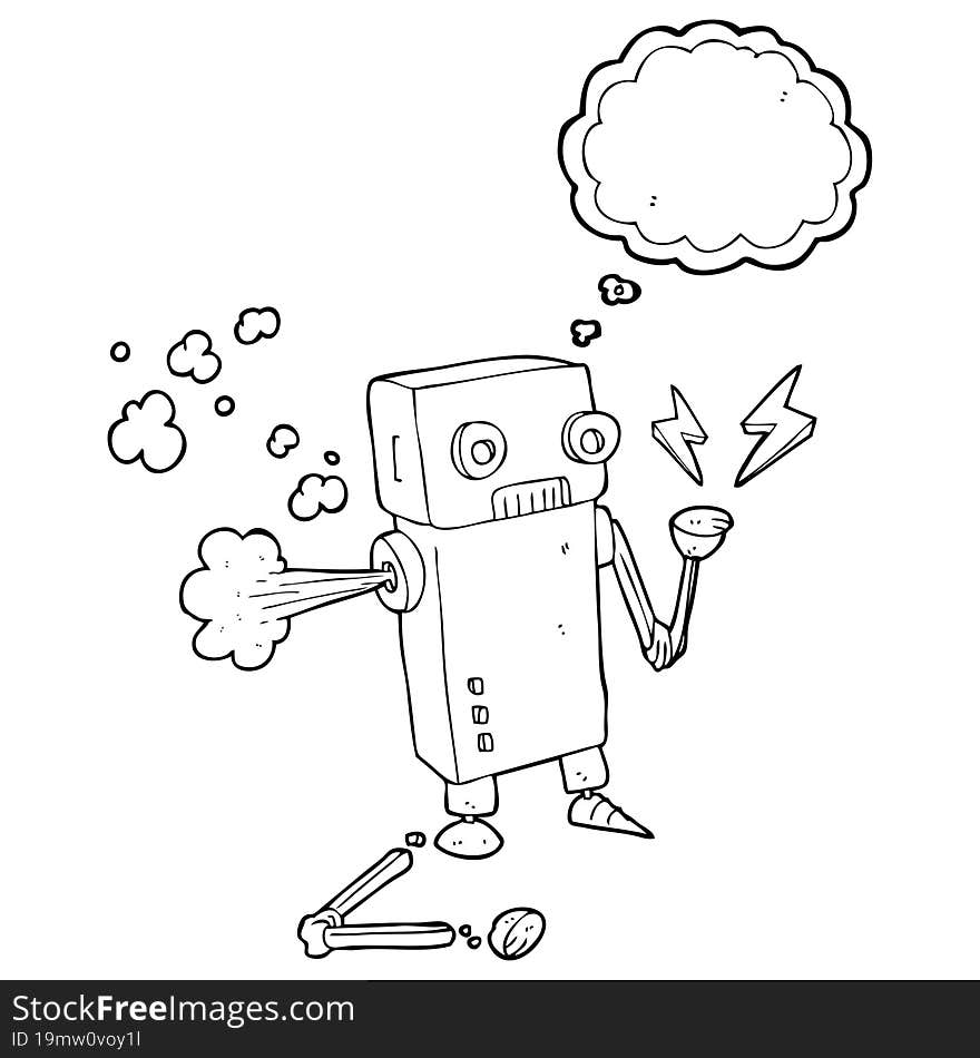 thought bubble cartoon broken robot