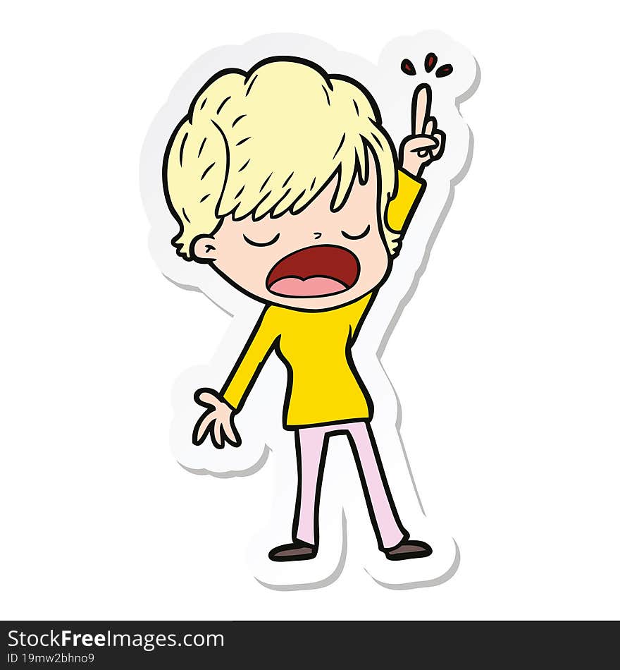 sticker of a cartoon woman talking