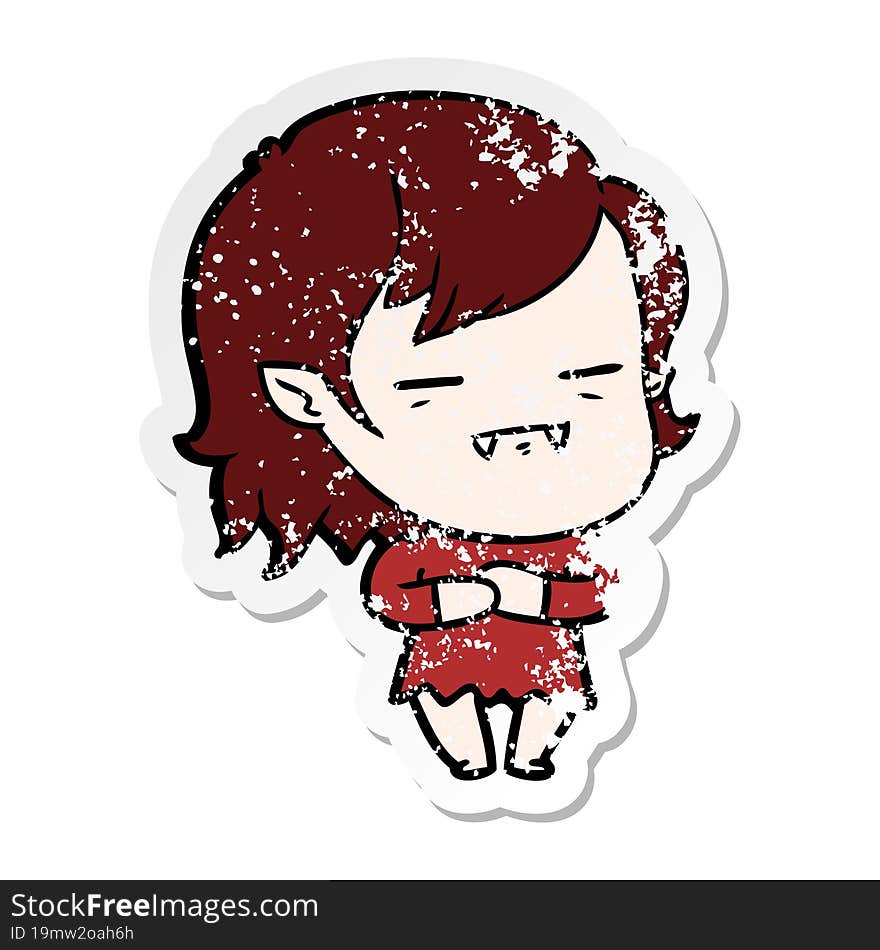 distressed sticker of a cartoon undead vampire girl