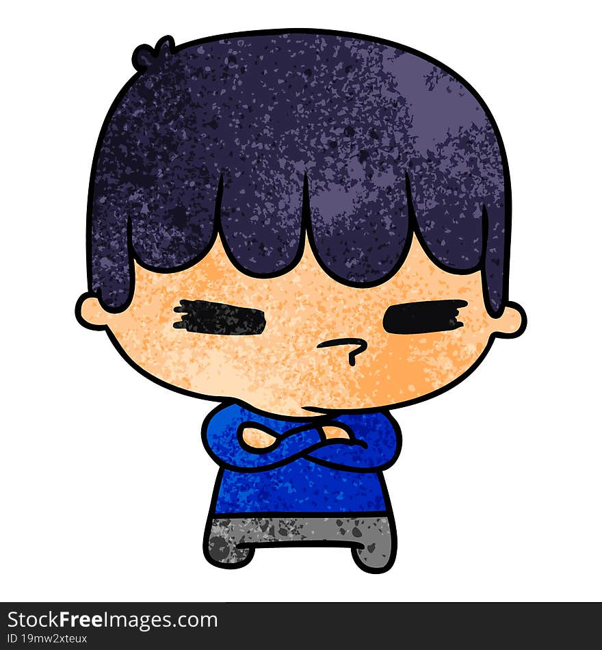 textured cartoon of a kawaii cute cross boy