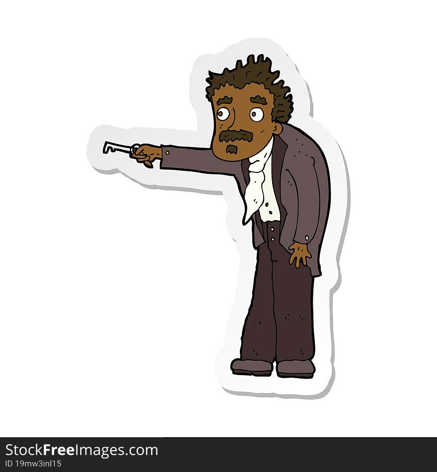 sticker of a cartoon man trembling with key unlocking