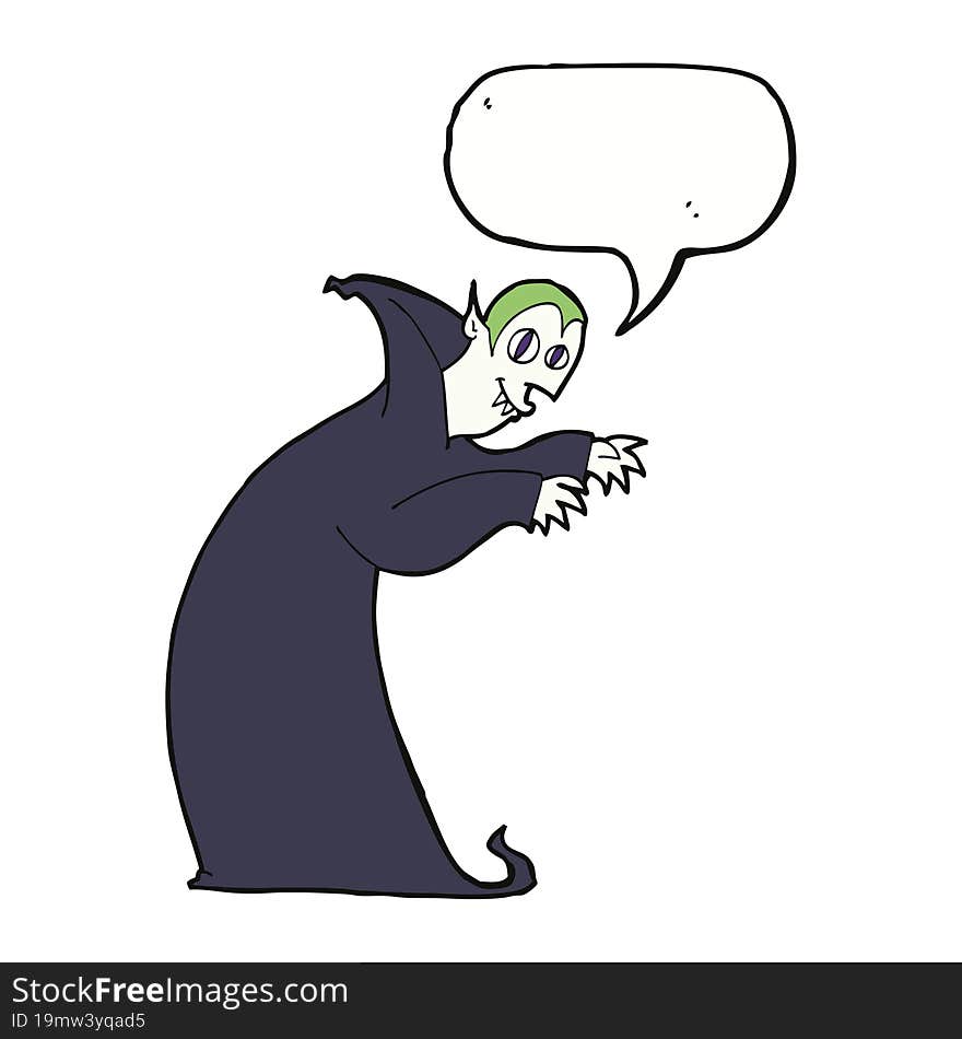 cartoon spooky vampire with speech bubble