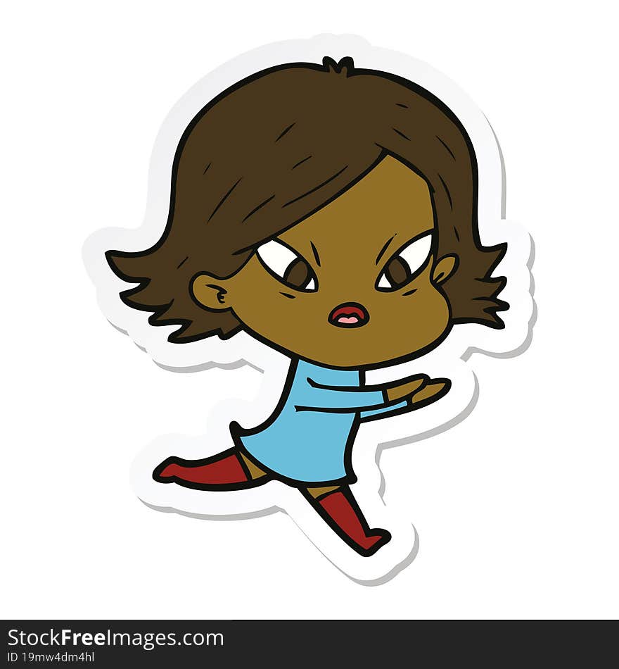 sticker of a cartoon stressed woman