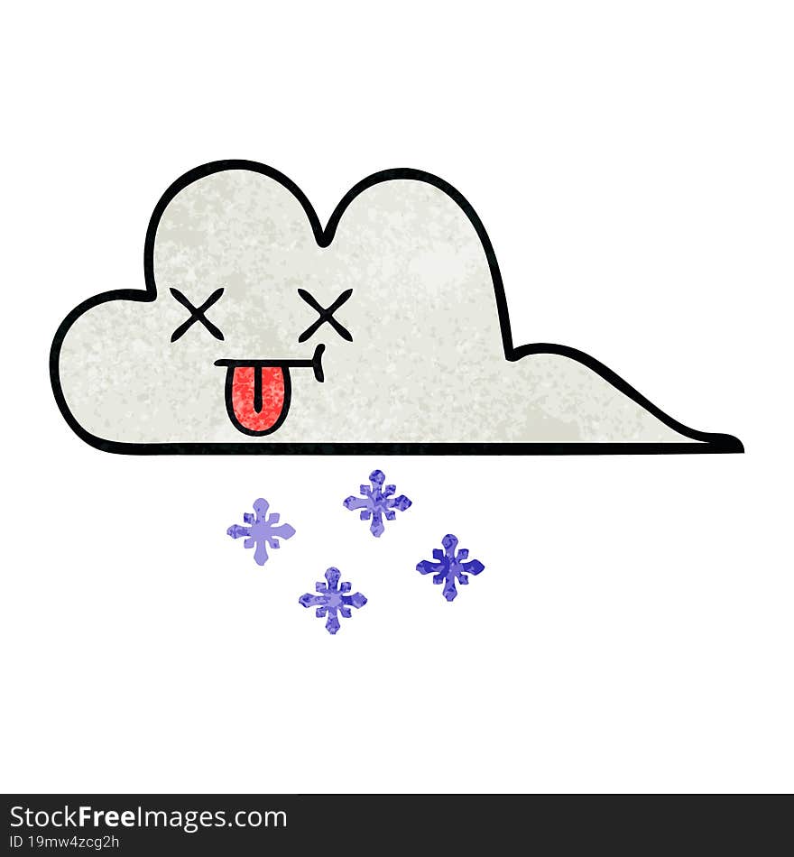 retro grunge texture cartoon of a snow cloud