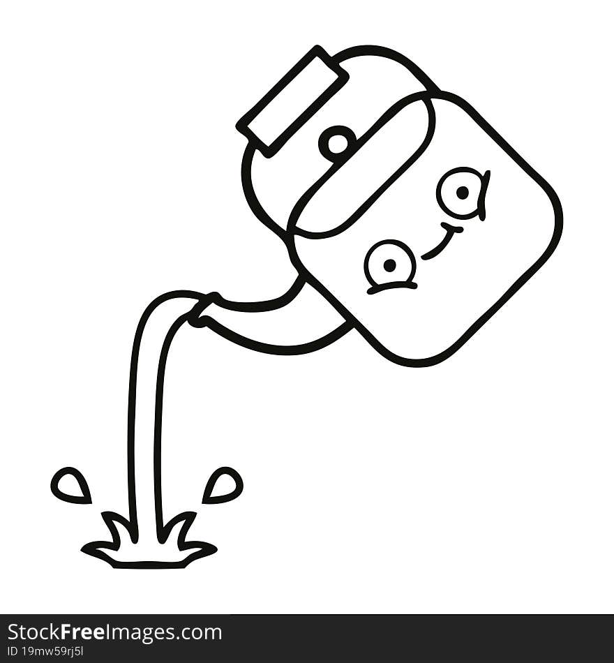 line drawing cartoon pouring kettle