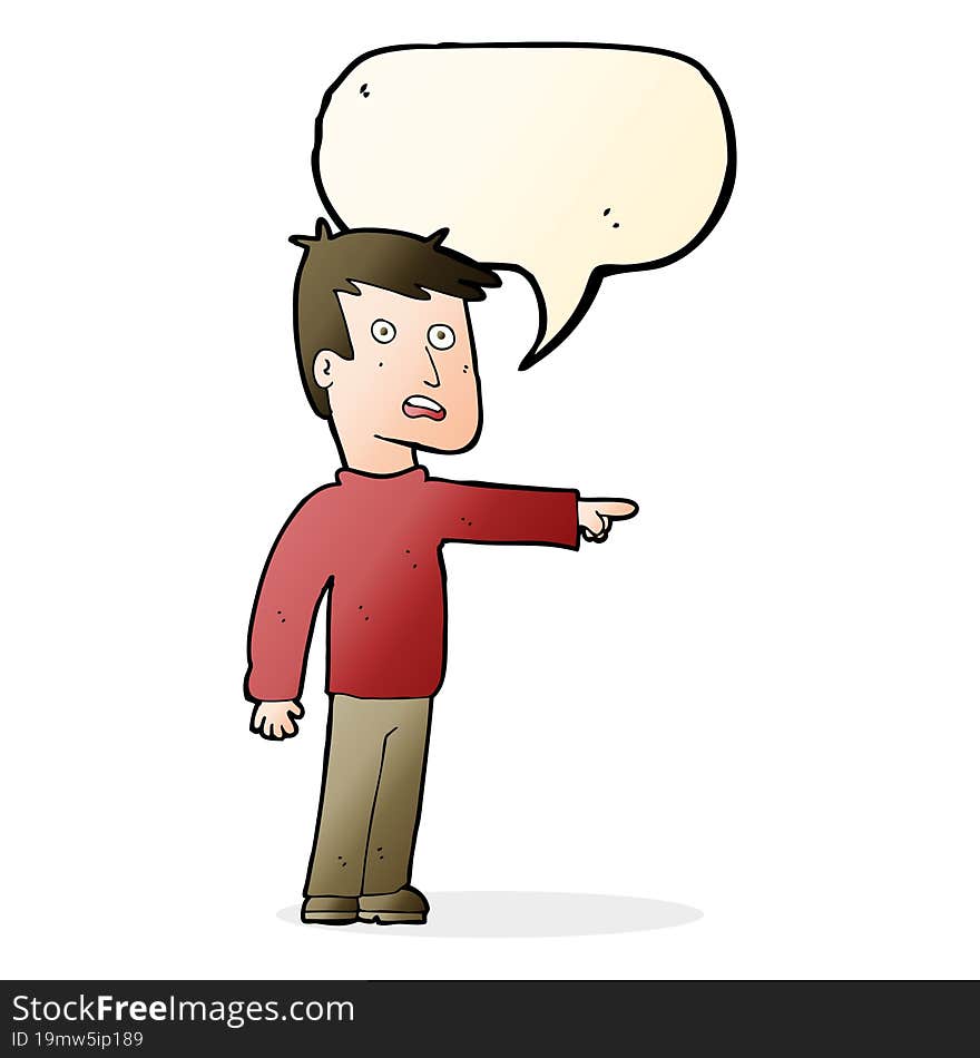 Cartoon Pointing Man With Speech Bubble