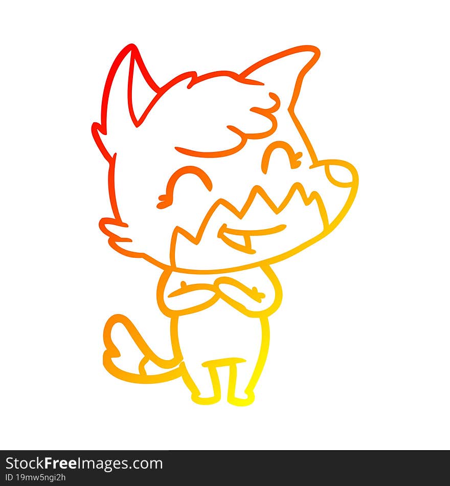 warm gradient line drawing happy cartoon fox