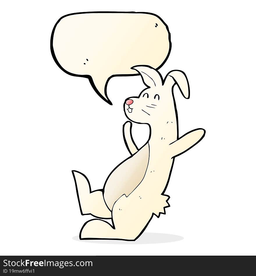 Cartoon White Rabbit With Speech Bubble