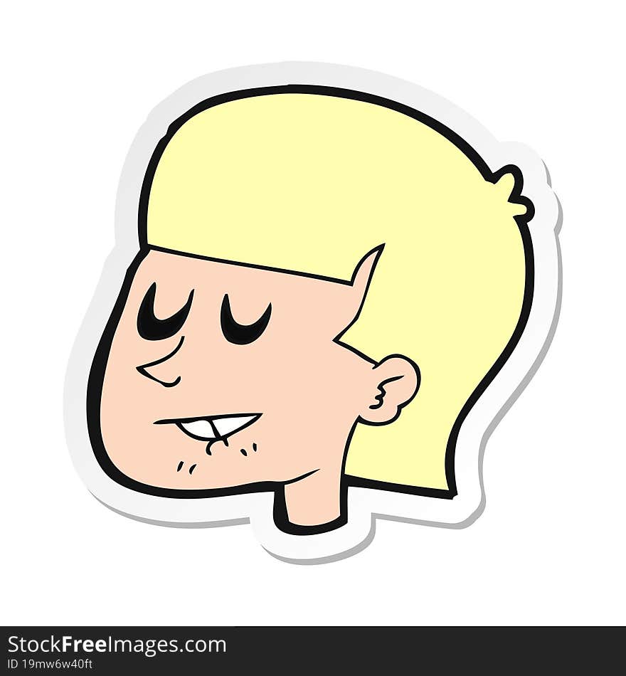 sticker of a cartoon man biting lip