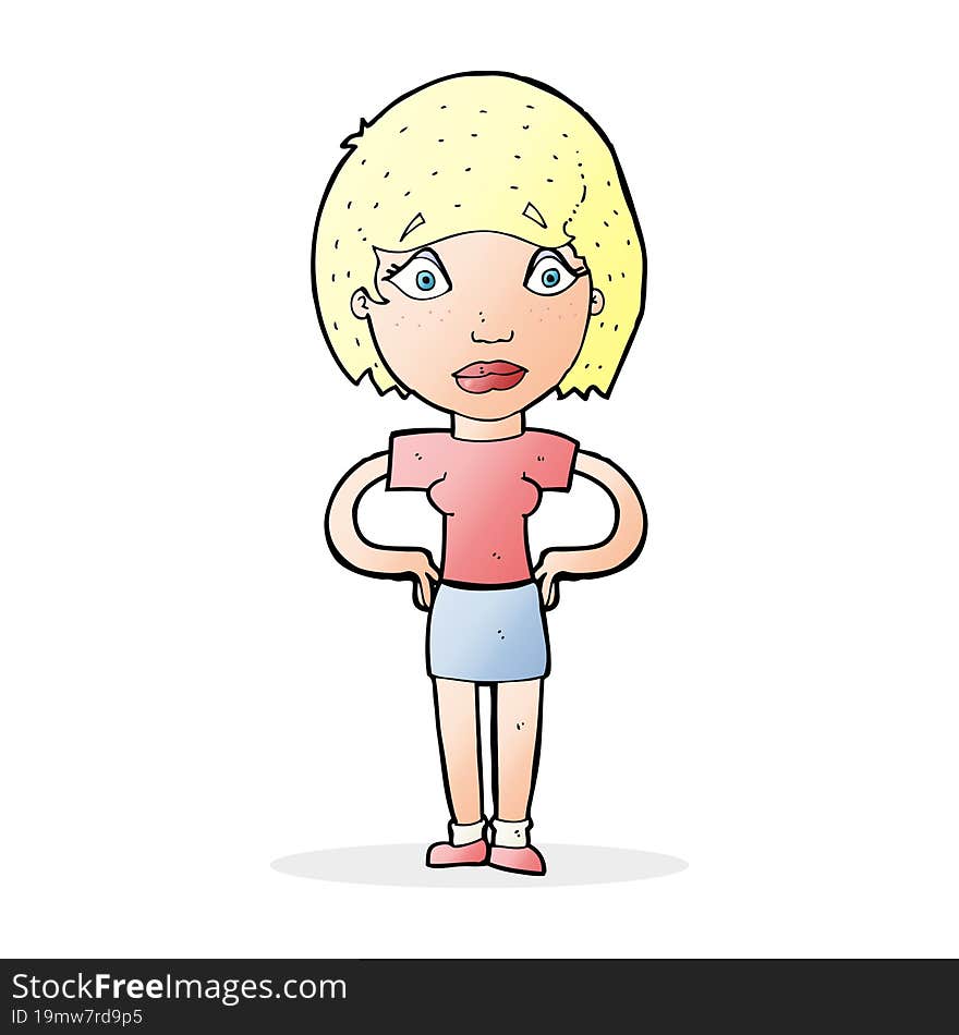 cartoon worried woman