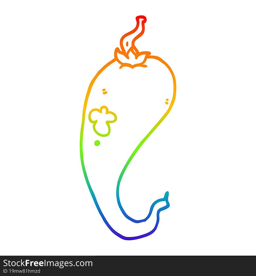 Rainbow Gradient Line Drawing Cartoon Chili Pepper