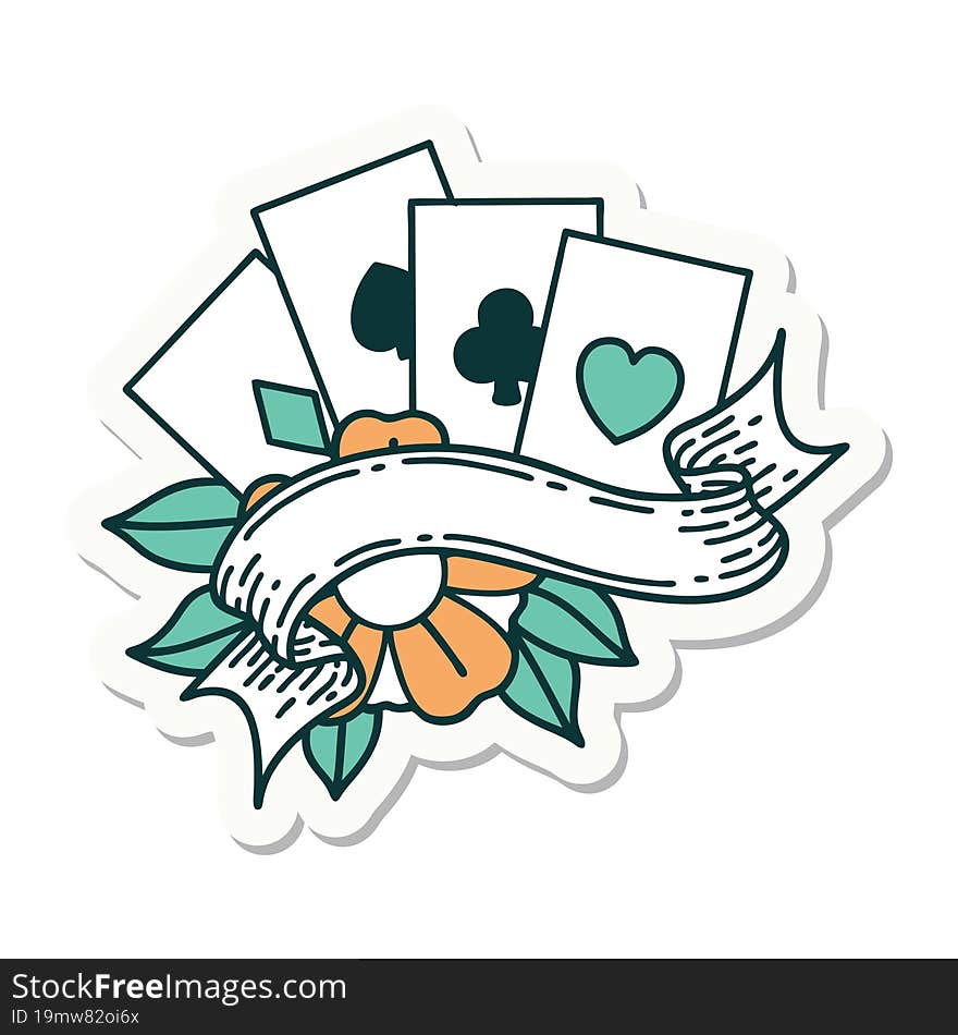 sticker of tattoo in traditional style of cards and banner. sticker of tattoo in traditional style of cards and banner